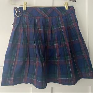 pleated mini skirt in blue check